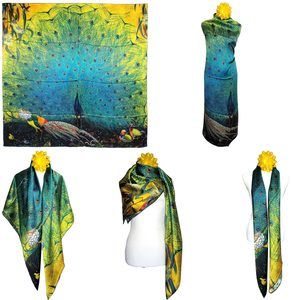 NWT Genuine 100% Mulberry Silk Satin Scarf 53"x53" Large Square Shawl 51241